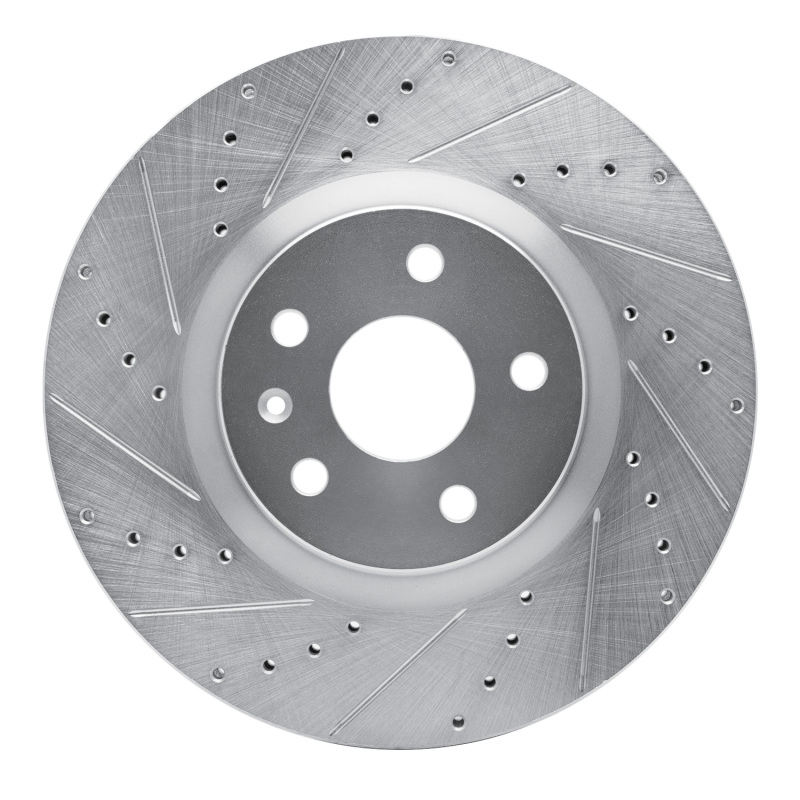Buick Regal Brake Rotor (1) - Front Left - R1 Concepts - Drilled & Slotted - Silver - `13-`19